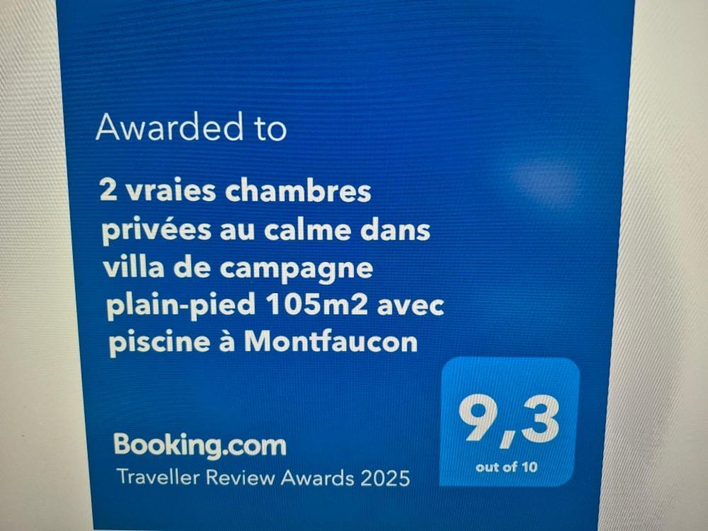 2 Vraies Chambres Privees Au Calme Dans Villa De Campagne Plain-Pied 105M2 Avec Piscine A Montfaucon Montfaucon  Екстер'єр фото